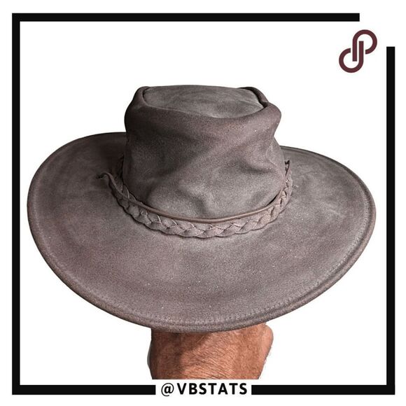 Minnetonka Unisex Genuine Leather Western Cowboy The Fold Up Hat Brown Medium - Picture 1 of 7